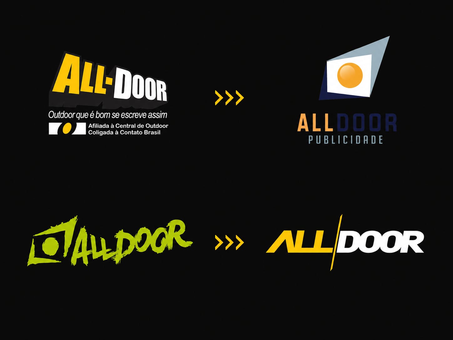 Outdoor da AllDoor com os logos das marcas parceiras